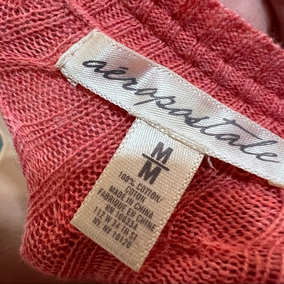Aeropostale 100% cotton thin fitted cable knit light sweater w/3/4 sleeves, M - Picture 3 of 9